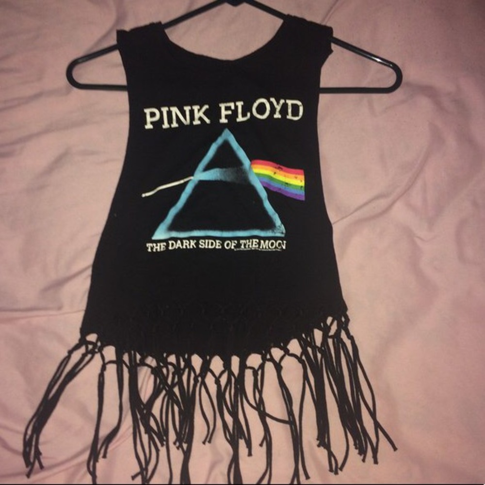 Pink Floyd “Dark Side of the Moon” fringe crop top